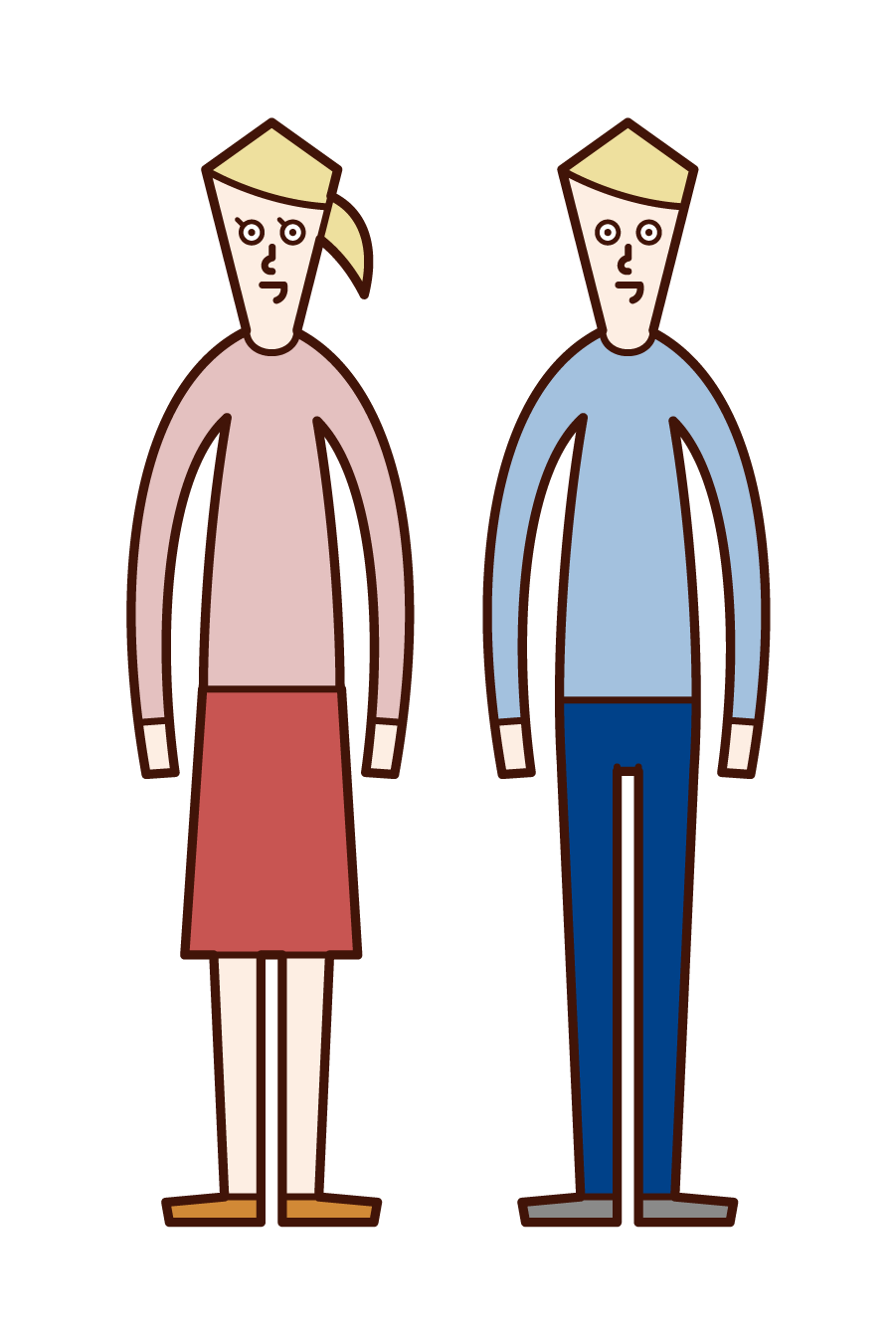 Illustration of a couple standing upright