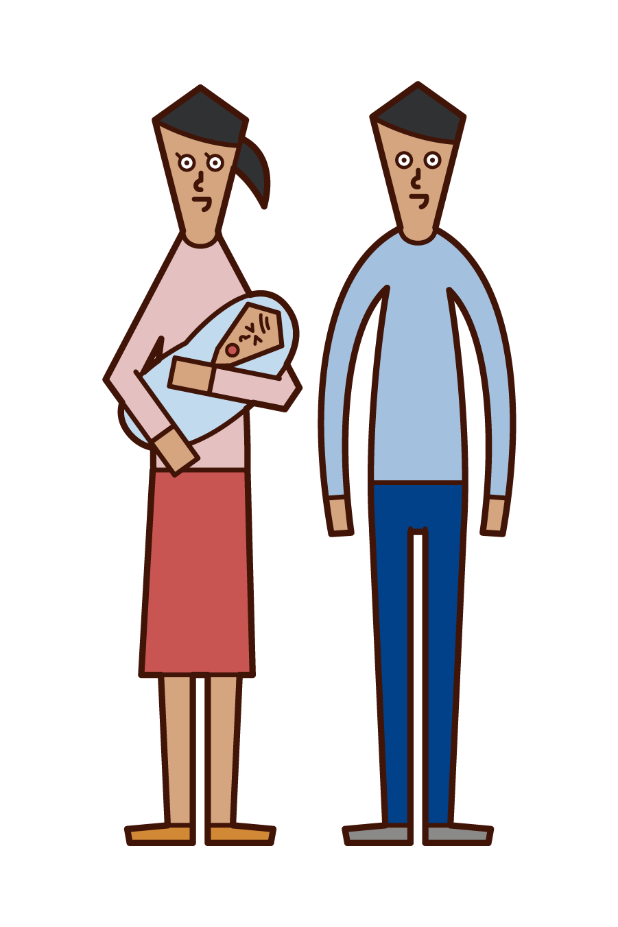 Illustration of a couple holding a child