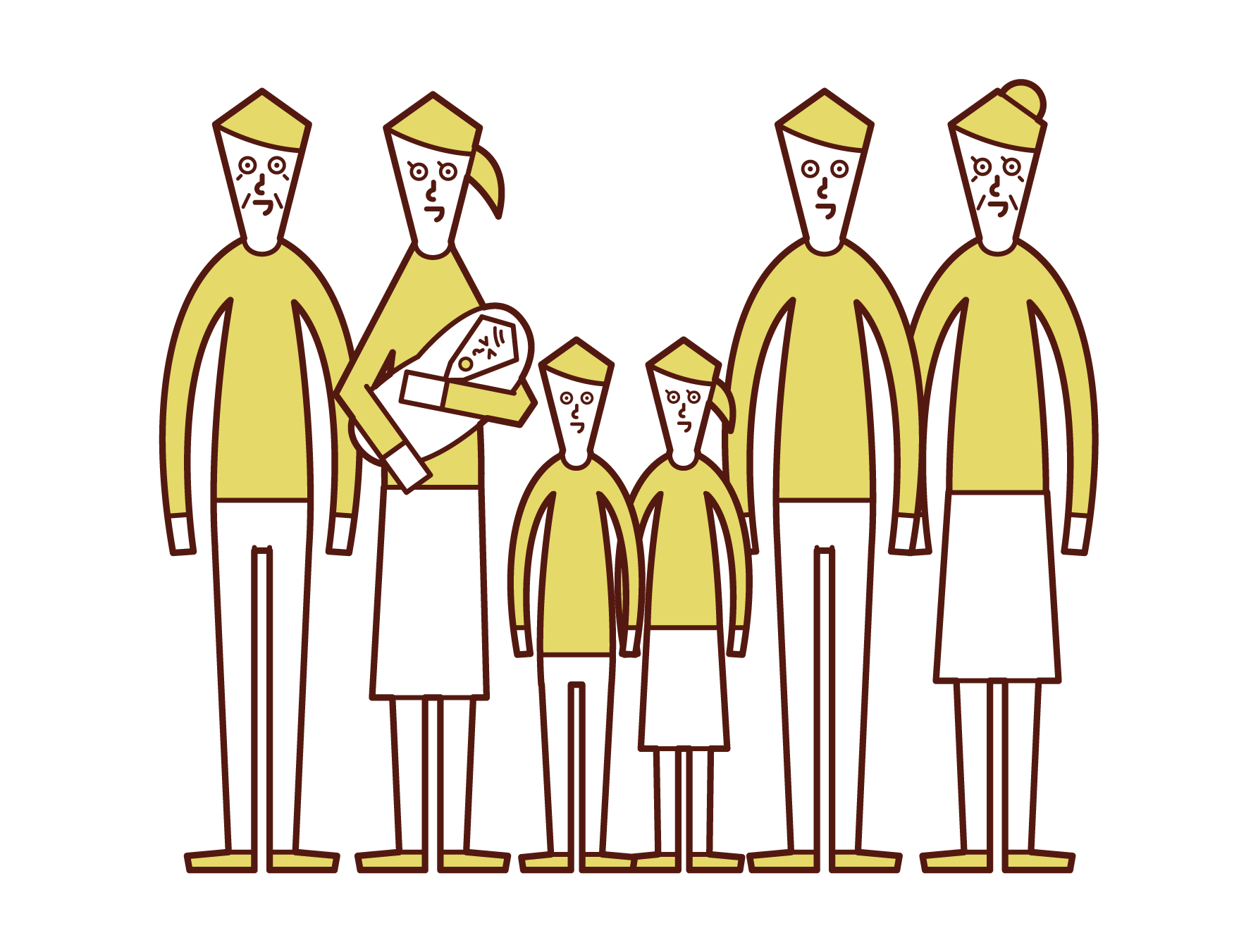 Illustration of a large family