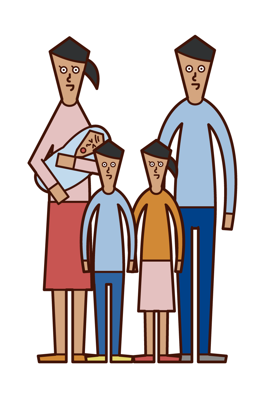 Illustration of a family of five