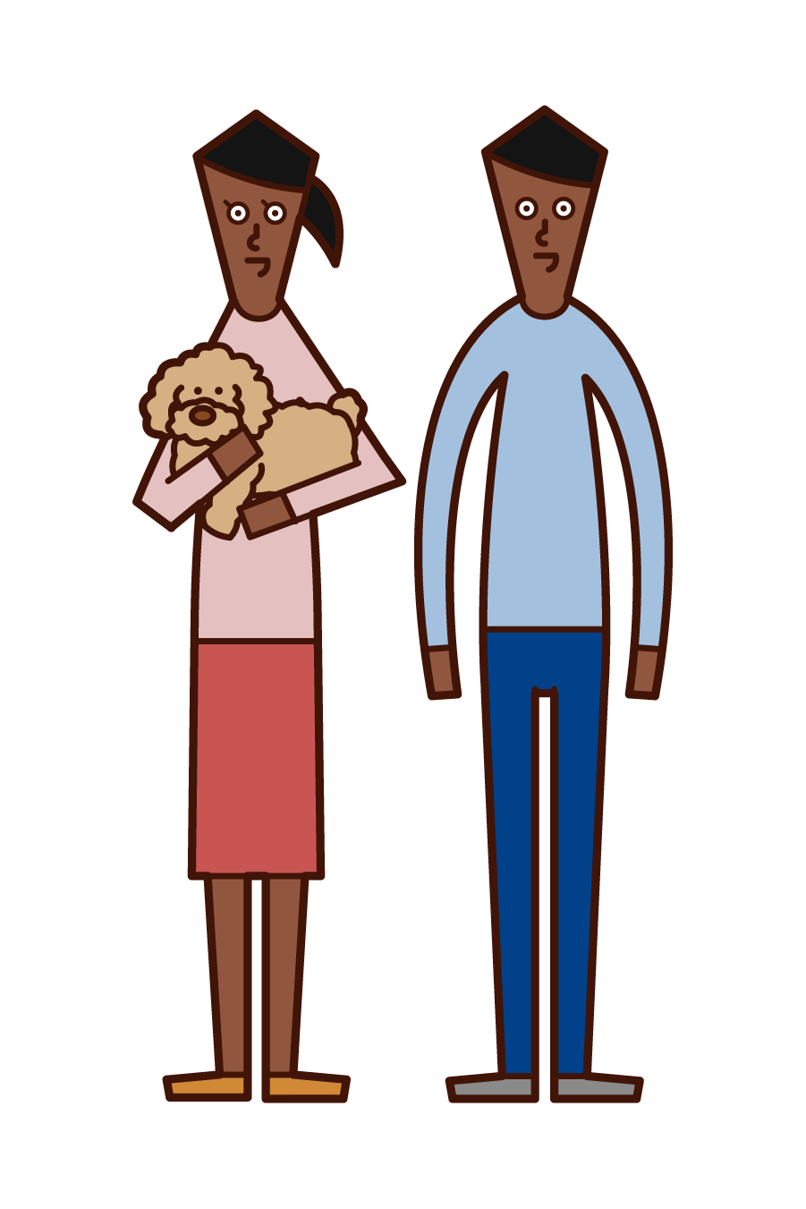 Illustration of a couple with a dog