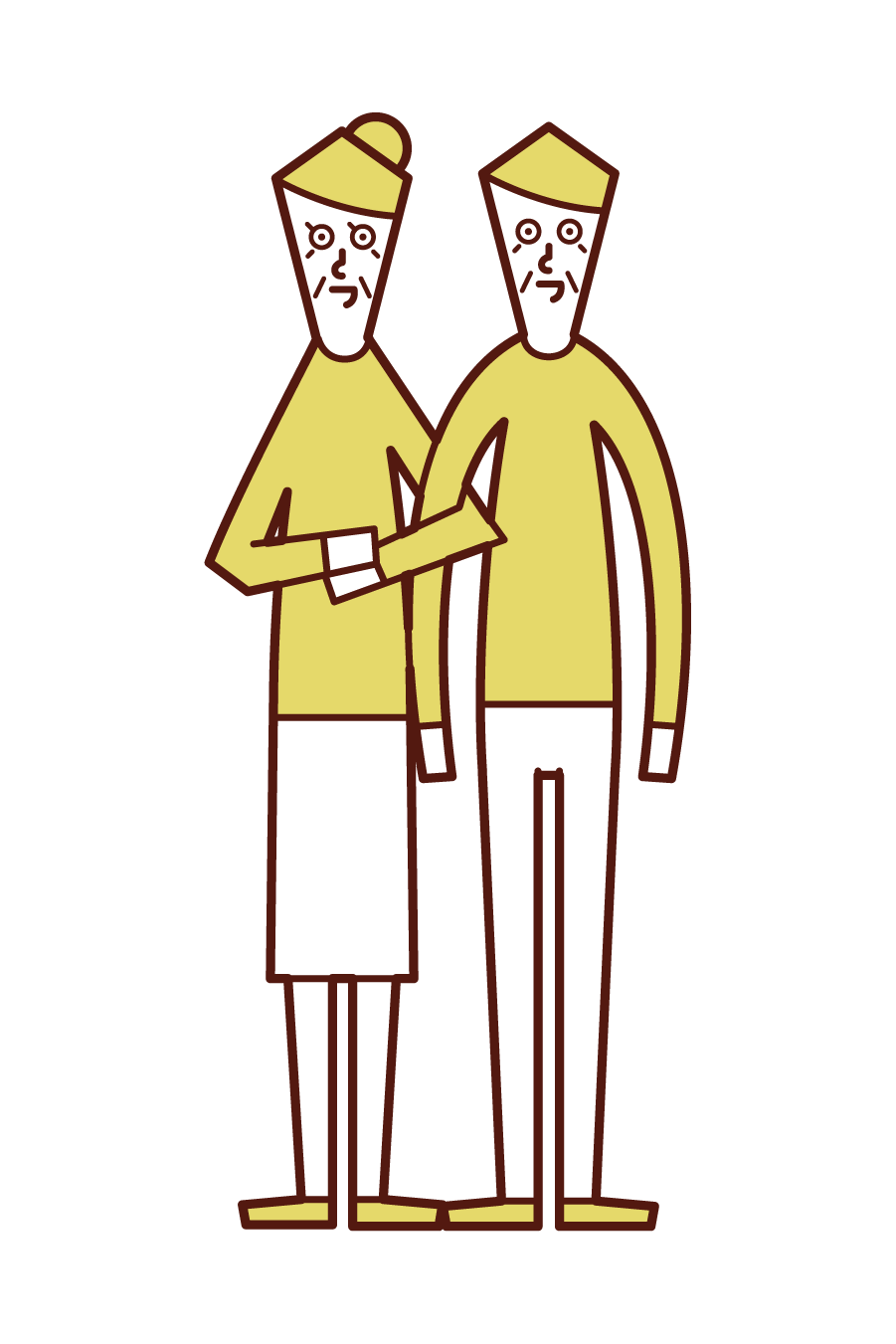 Illustration of an old couple who are good friends
