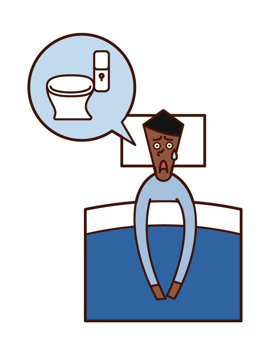 Illustration of nocturnal frequent urination (man)