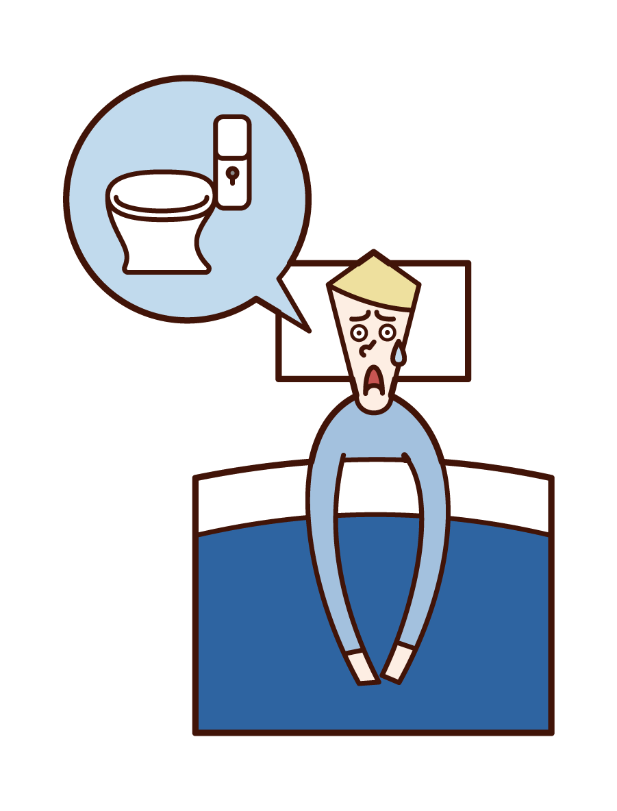 Illustration of nocturnal frequent urination (man)