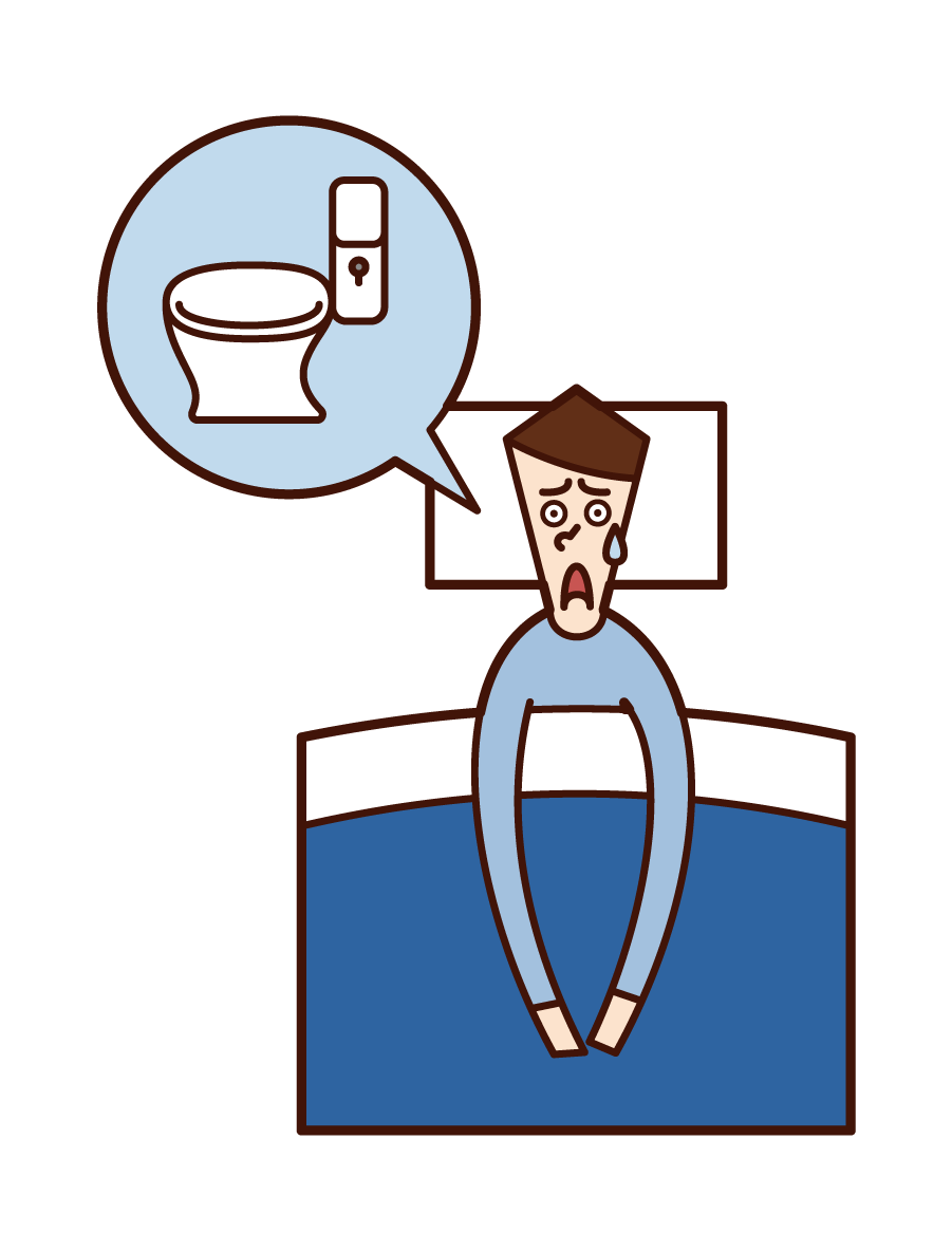 Illustration of nocturnal frequent urination (old man)