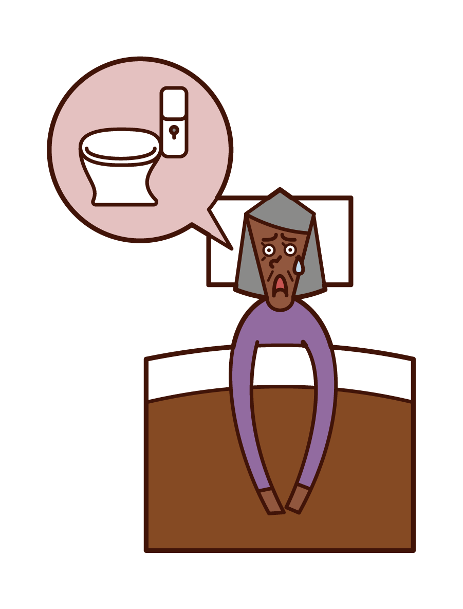 Illustration of nocturnal frequent urination (grandmother)