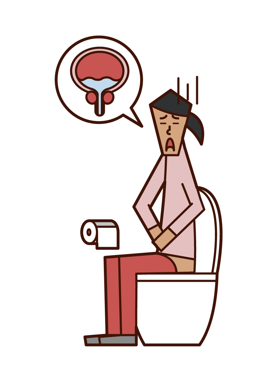 Illustration of remaining urine (woman)