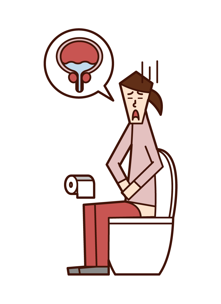 Illustration of remaining urine (grandmother)