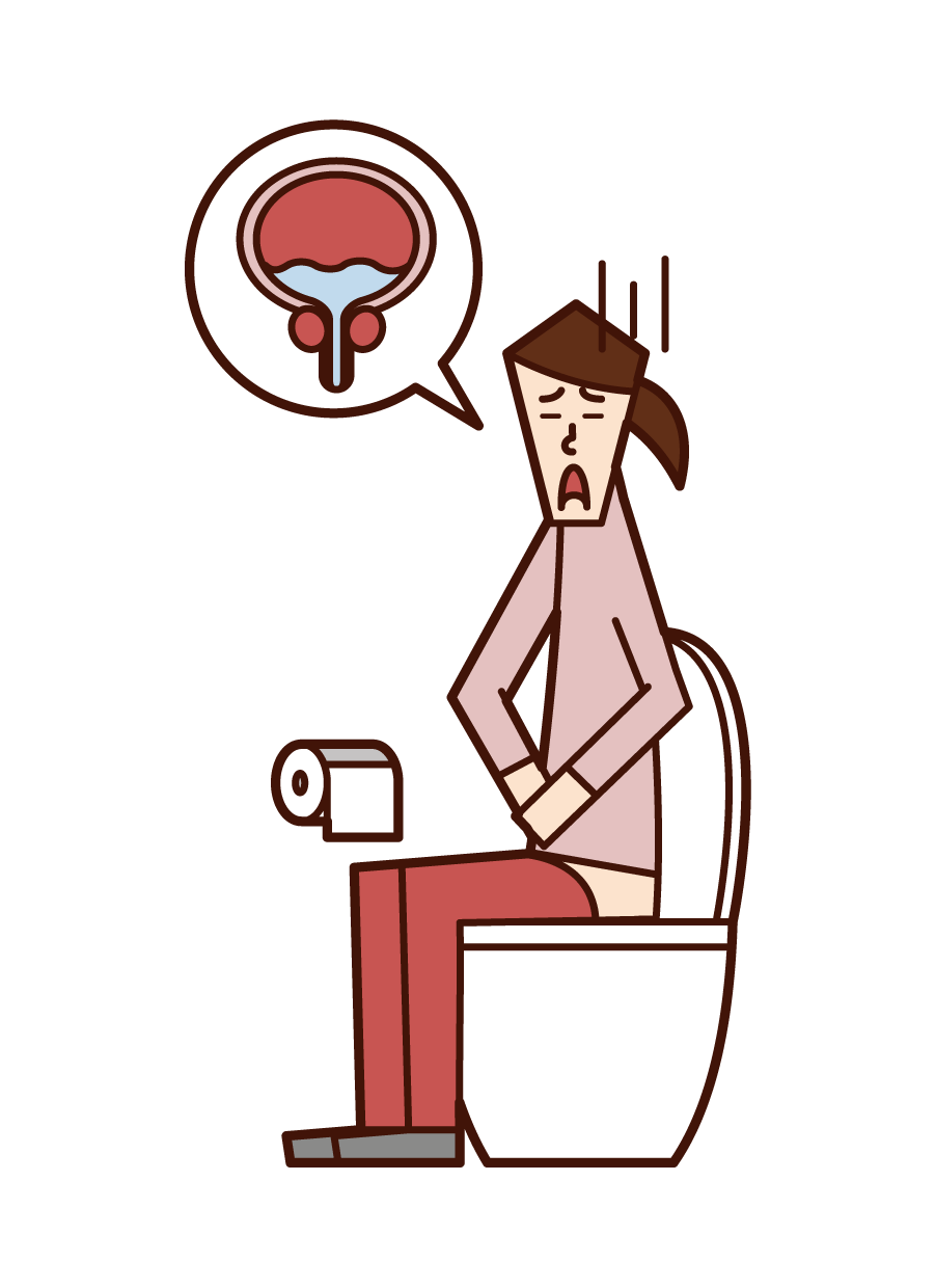 Illustration of remaining urine (woman)