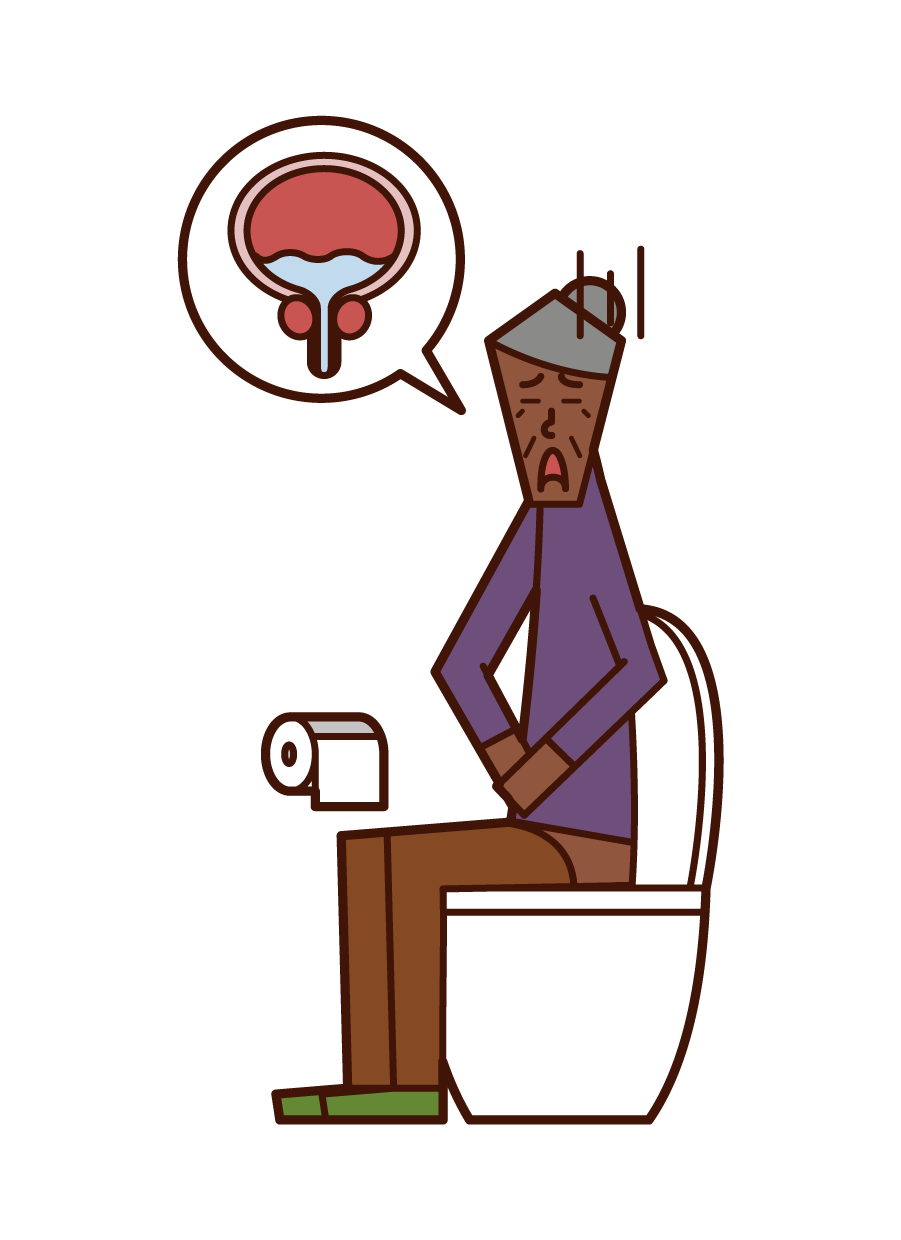 残尿（おばあさん）のイラスト
