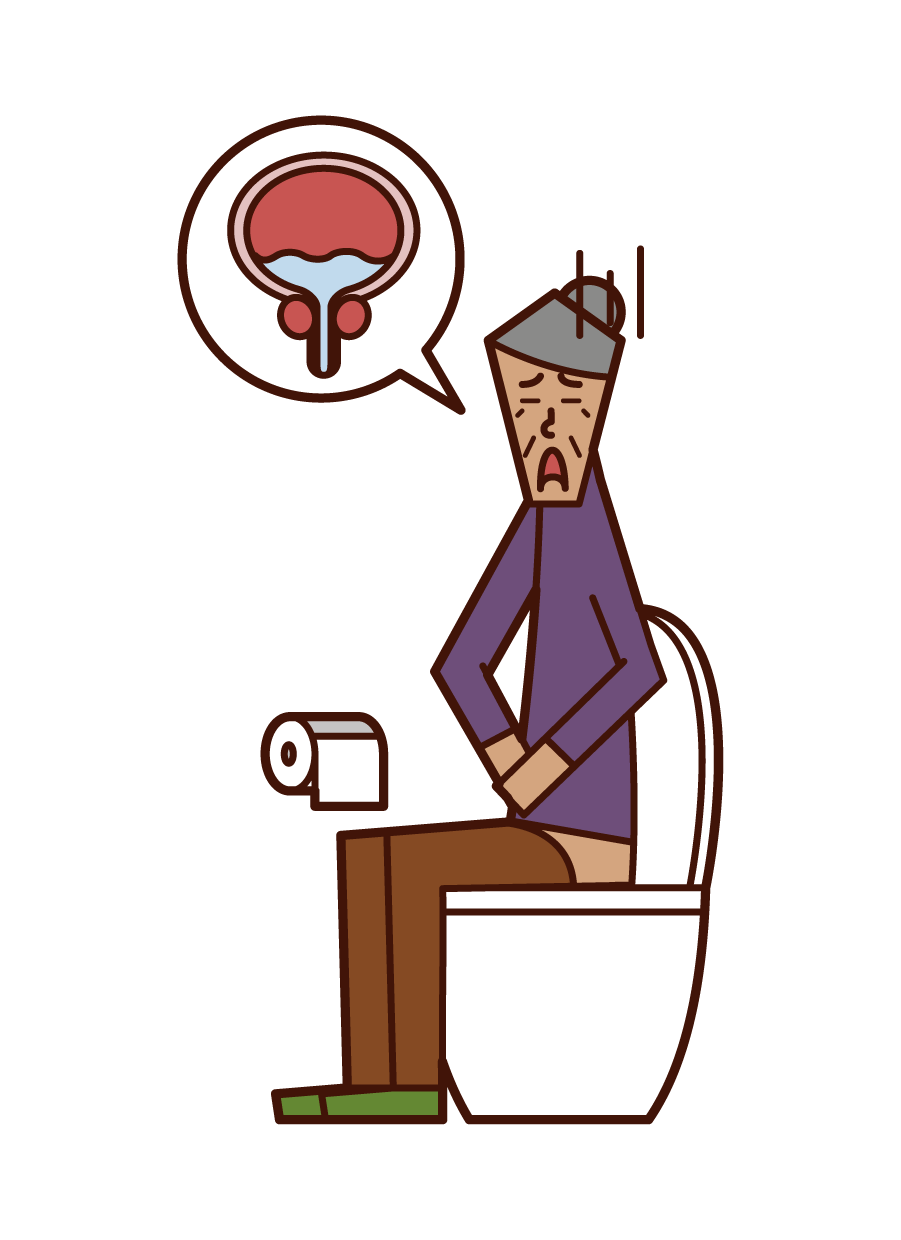 Illustration of remaining urine (grandmother)