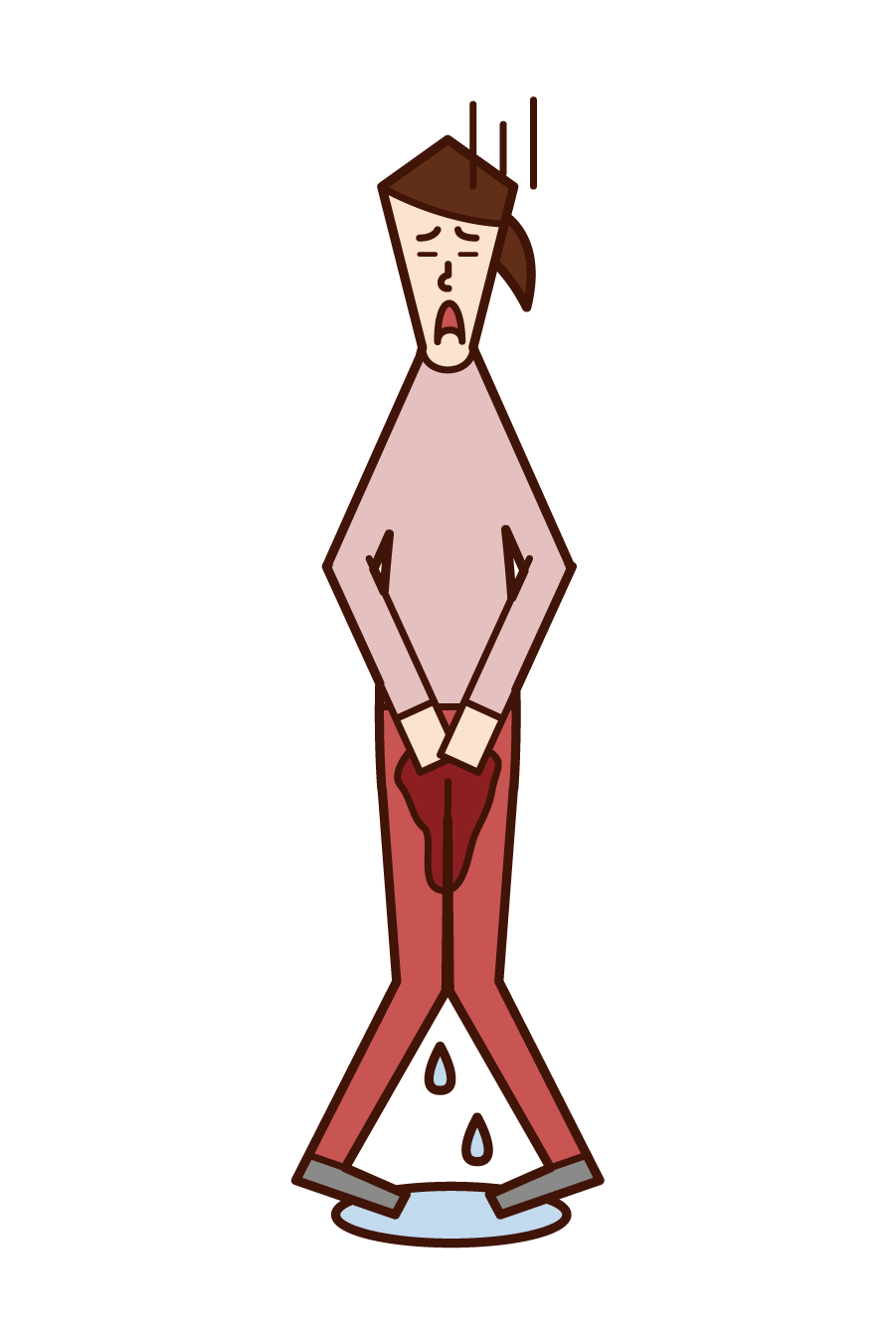 Illustration of a person (woman) who leaked urinary incontinence