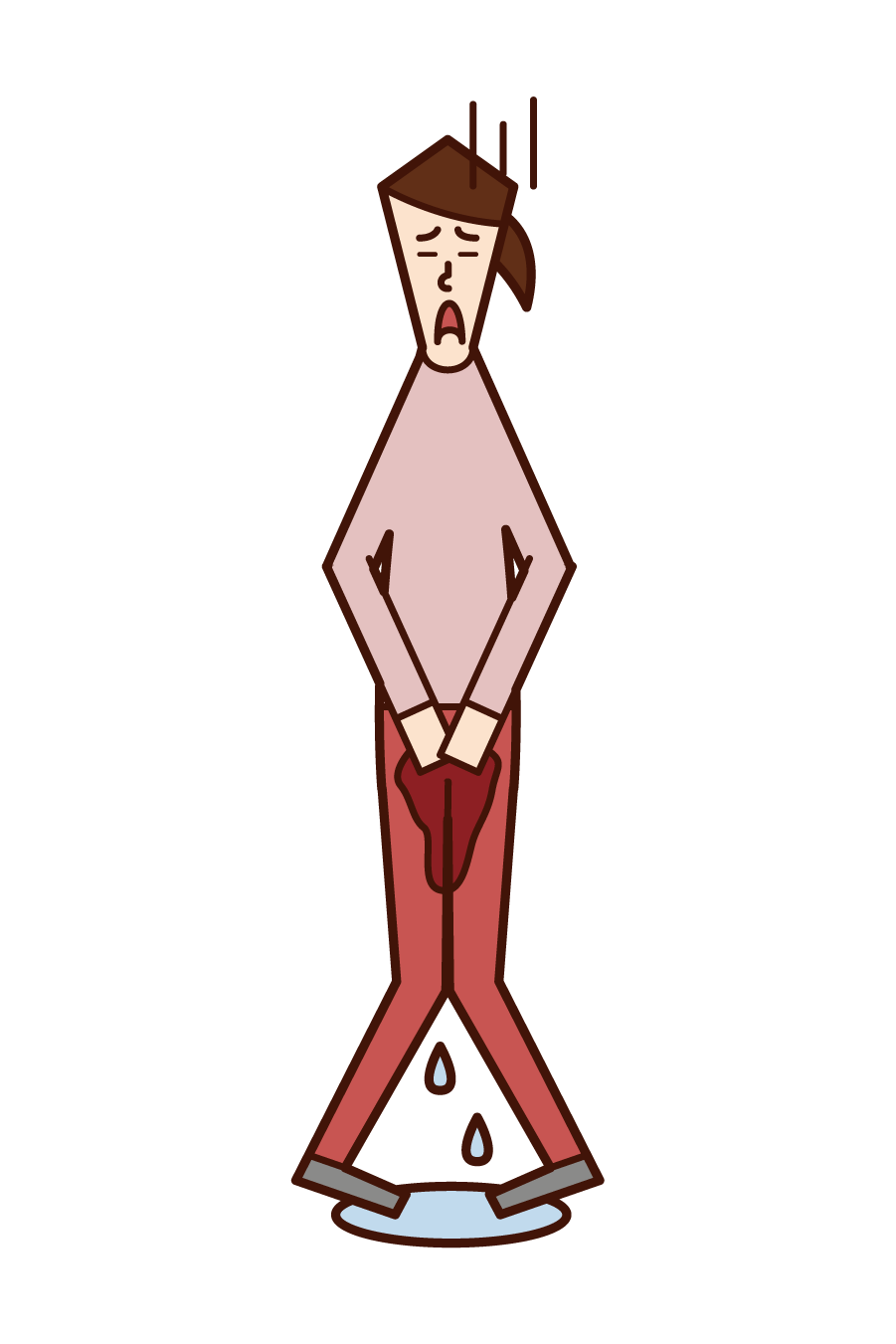 Illustration of remaining urine (old man)