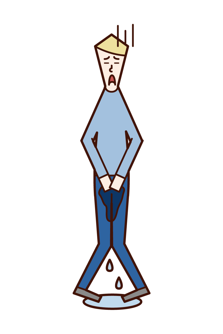 Illustration of a person (man) who leaked urinary incontinence