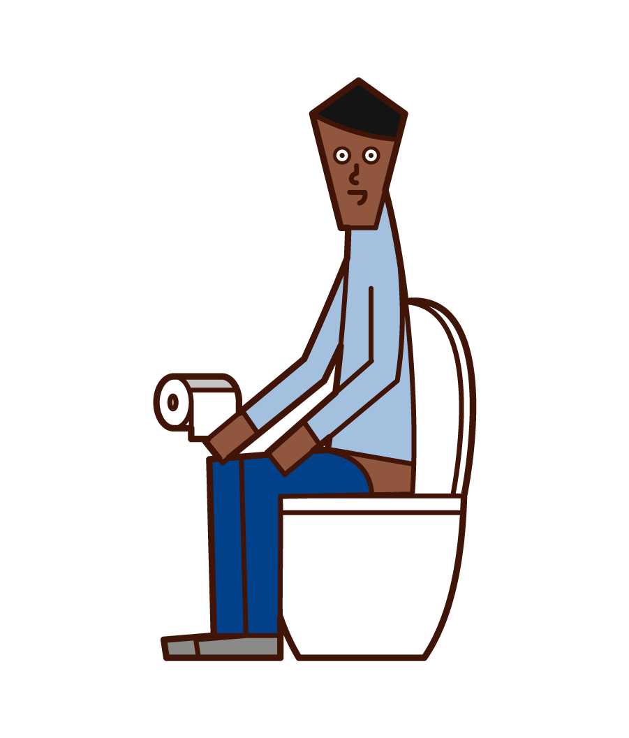 在廁所裡加床的人（男性）的插圖