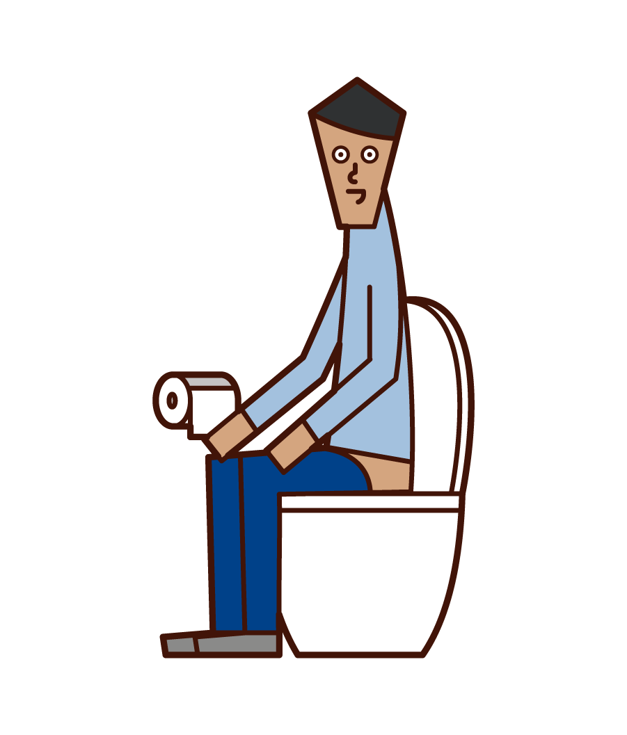 トイレで用を足す人（男性）のイラスト