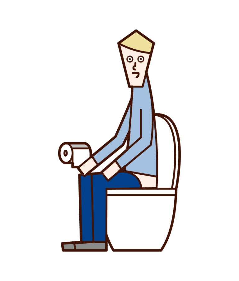 トイレで用を足す人（男性）のイラスト フリーイラスト素材 KuKuKeKe（ククケケ）
