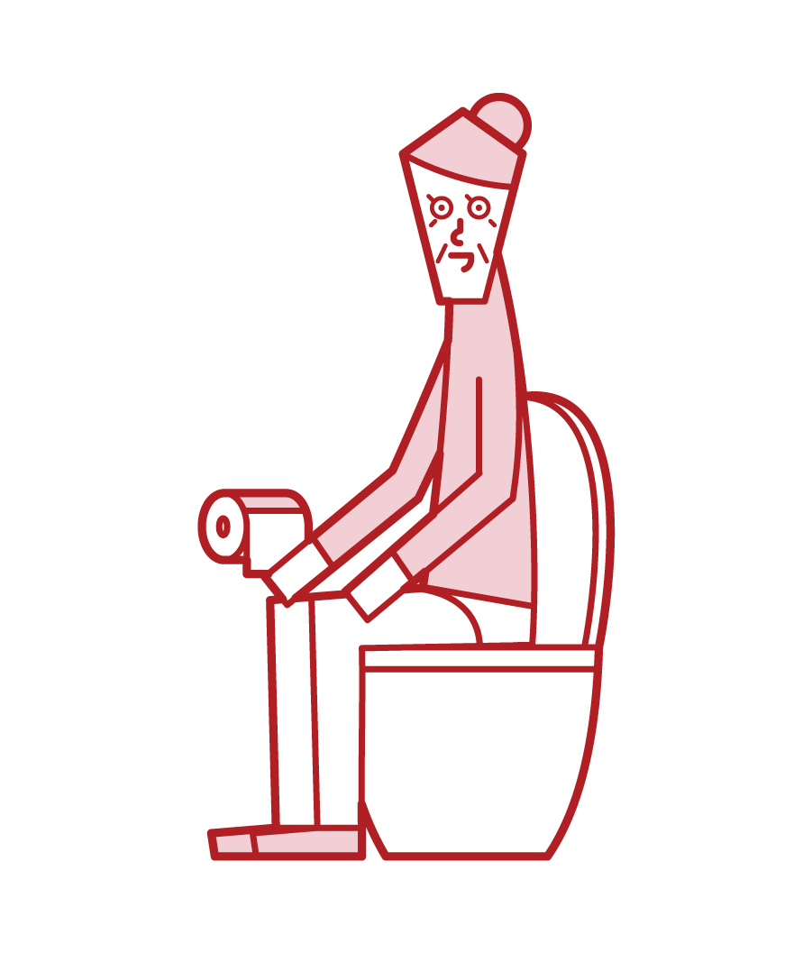 Illustration of an old man who uses it in the toilet