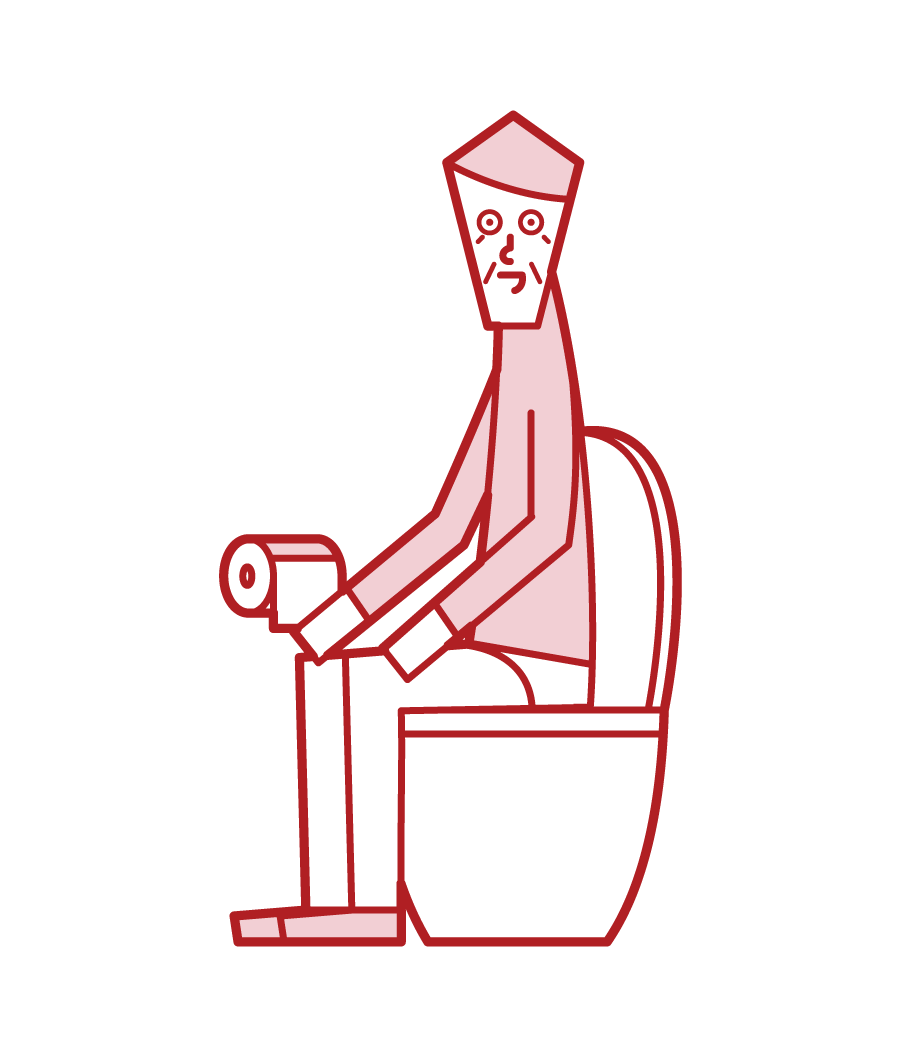 Illustration of a person (old man) who uses it in the toilet