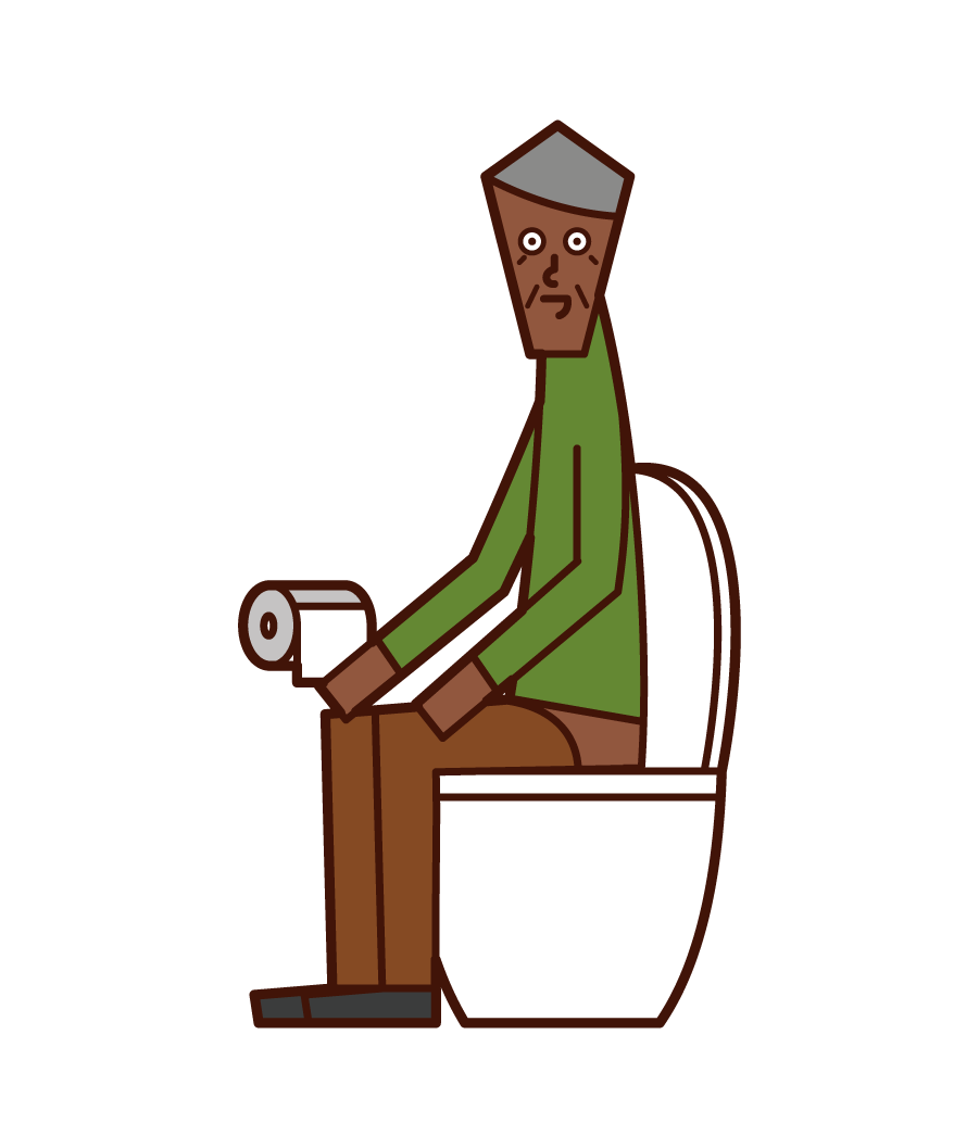在廁所裡加床的人（爺爺）的插圖