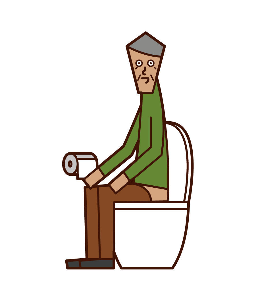 在廁所裡加床的人（爺爺）的插圖