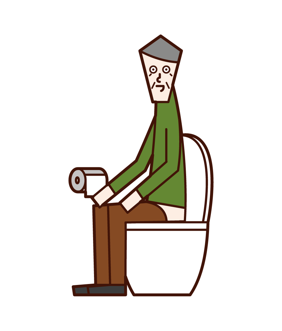 Illustration of a person (old man) who uses it in the toilet