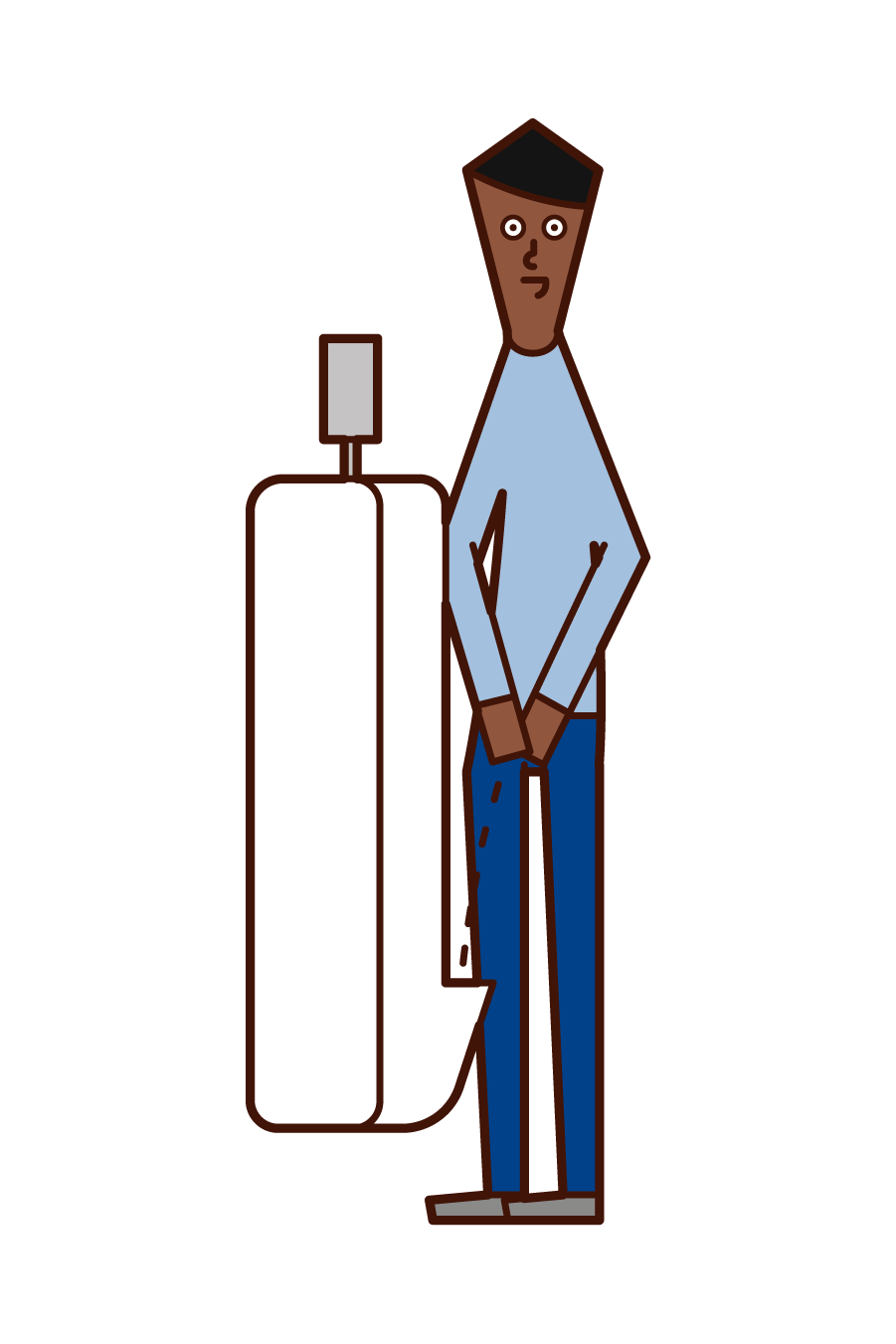 Illustration of a man who uses a toilet