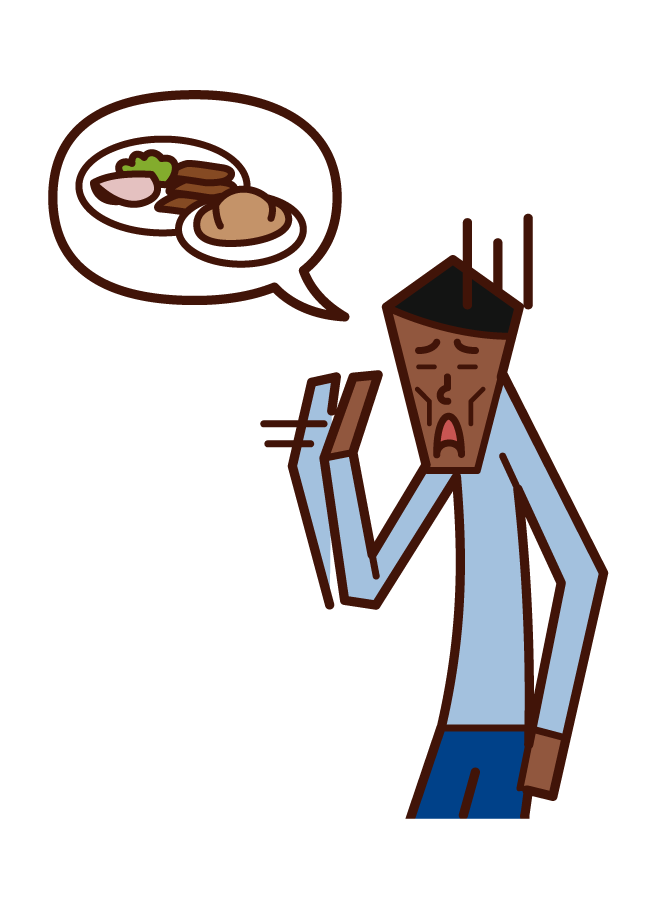Illustration of anorexia and eating disorder (man)