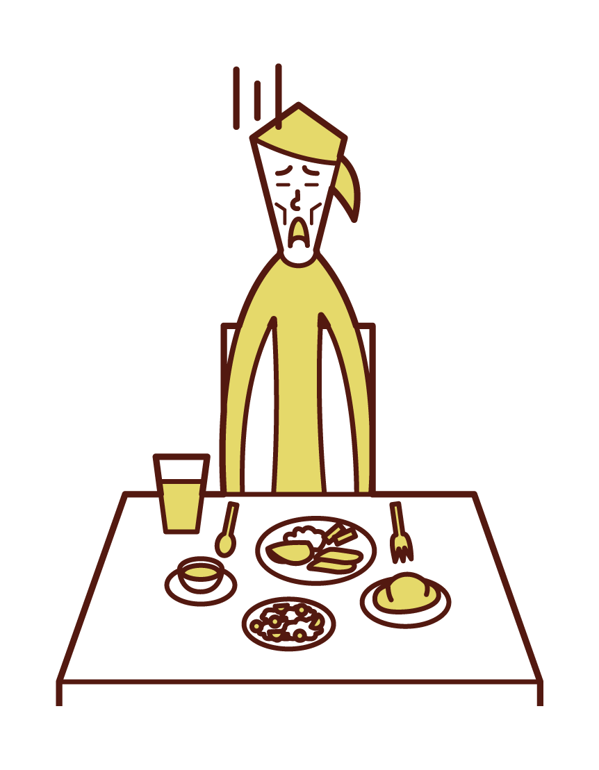 Illustration of anorexia and eating disorder (woman)