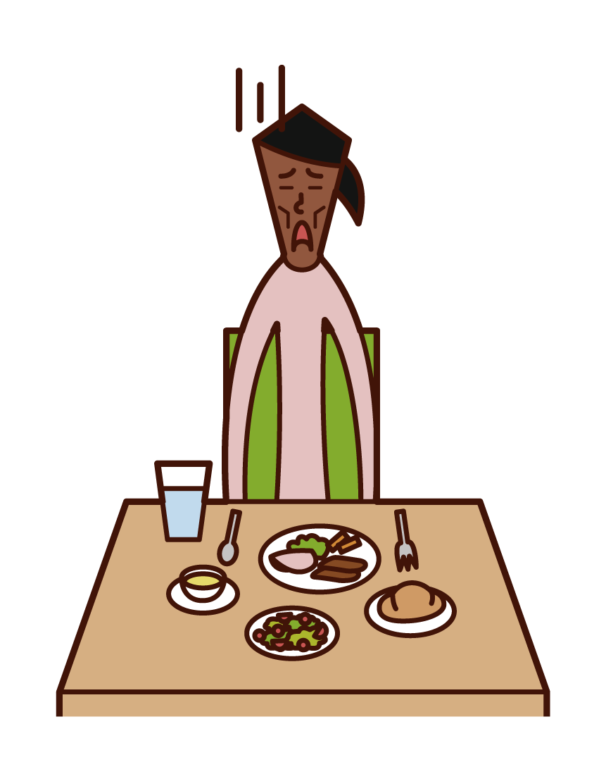 Illustration of anorexia and eating disorder (woman)