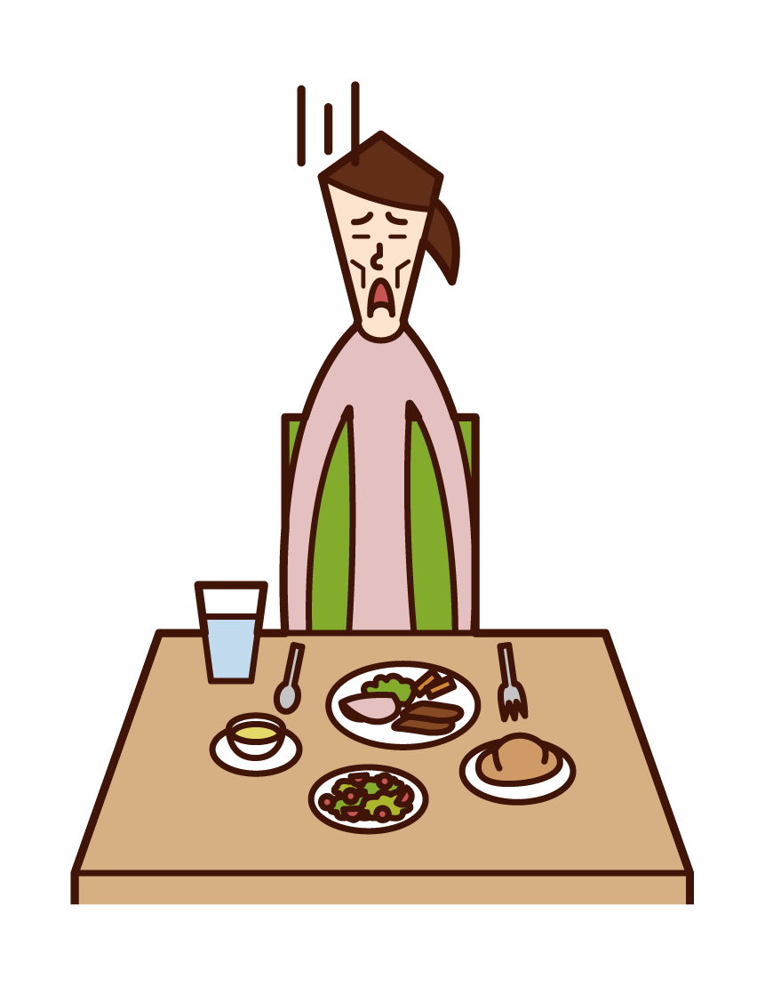 Illustration of eating disorders (women) of eating disorders and anorexia