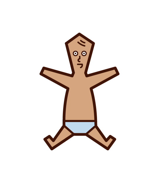Illustration of baby lying with limbs spread out