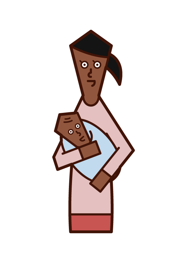 Illustration of mother holding baby
