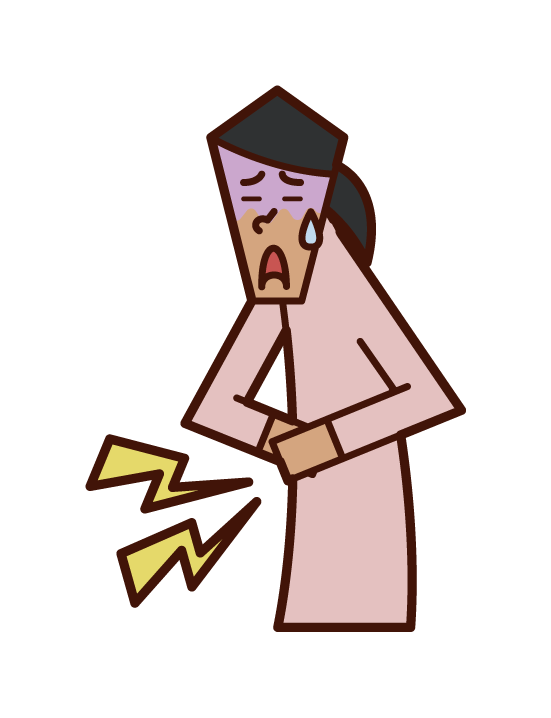 脇腹の痛み 女性 のイラスト フリーイラスト素材 Kukukeke ククケケ