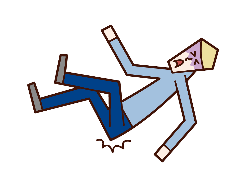 Illustration of a man who falls over and eats buttocks