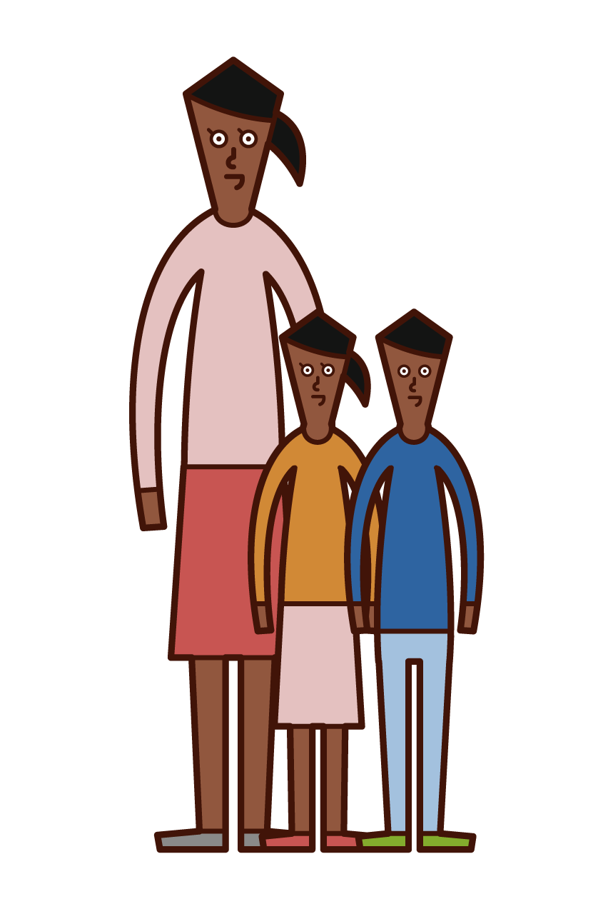 Illustration of single mother and single parent (woman)