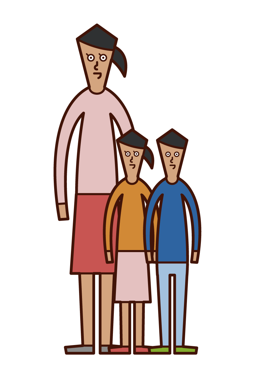 單身母親和單親父母（女性）的插圖