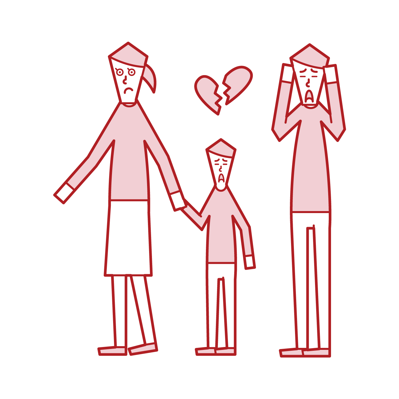 Illustration of a woman who has custody and family life at the time of divorce