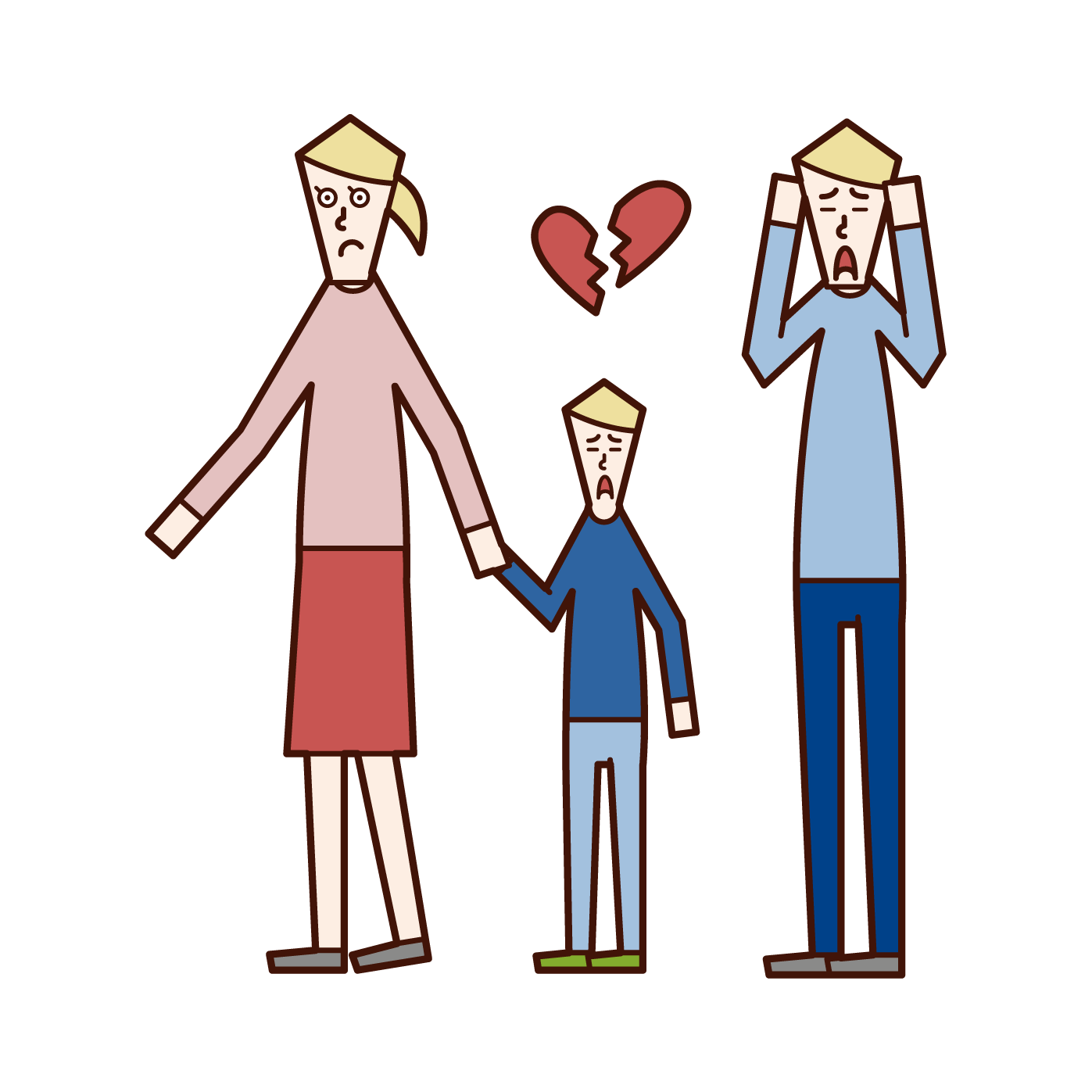 Illustration of a woman who has custody and family life at the time of divorce