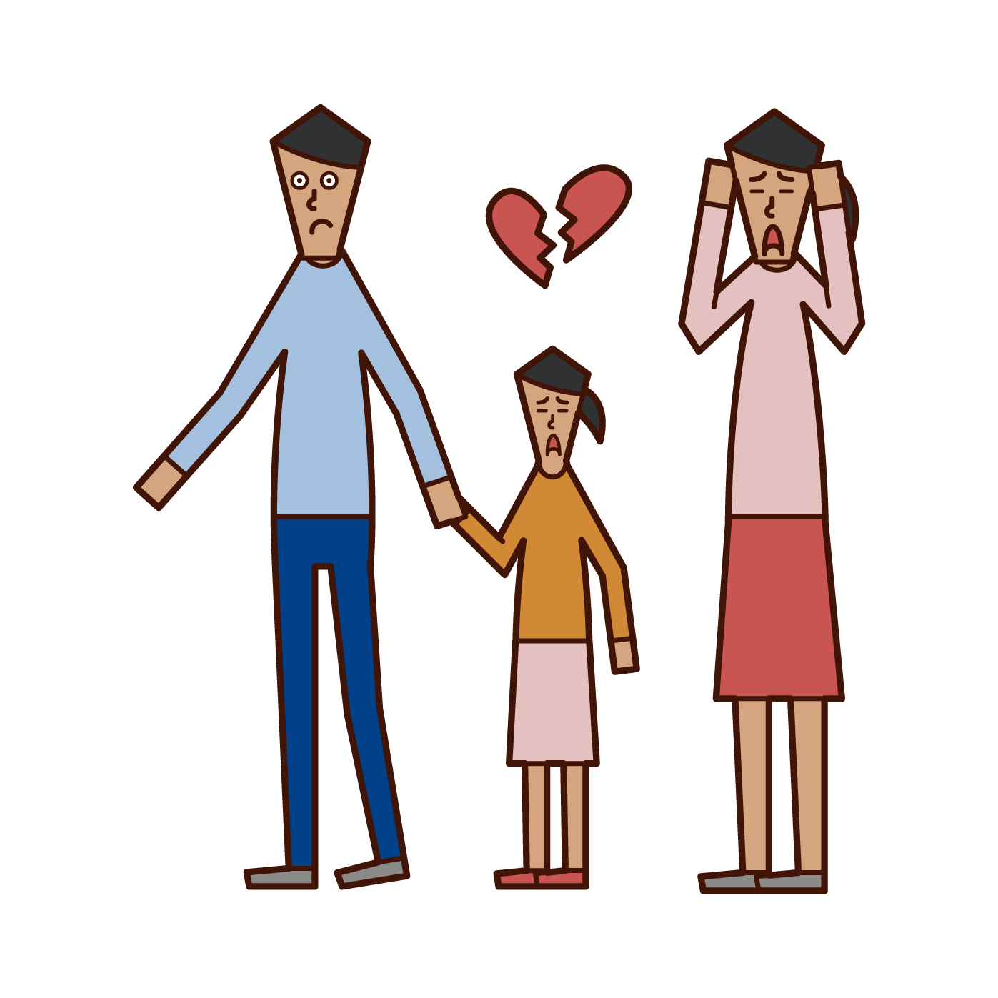 Illustration of a person (man) who has custody and family life at the time of divorce