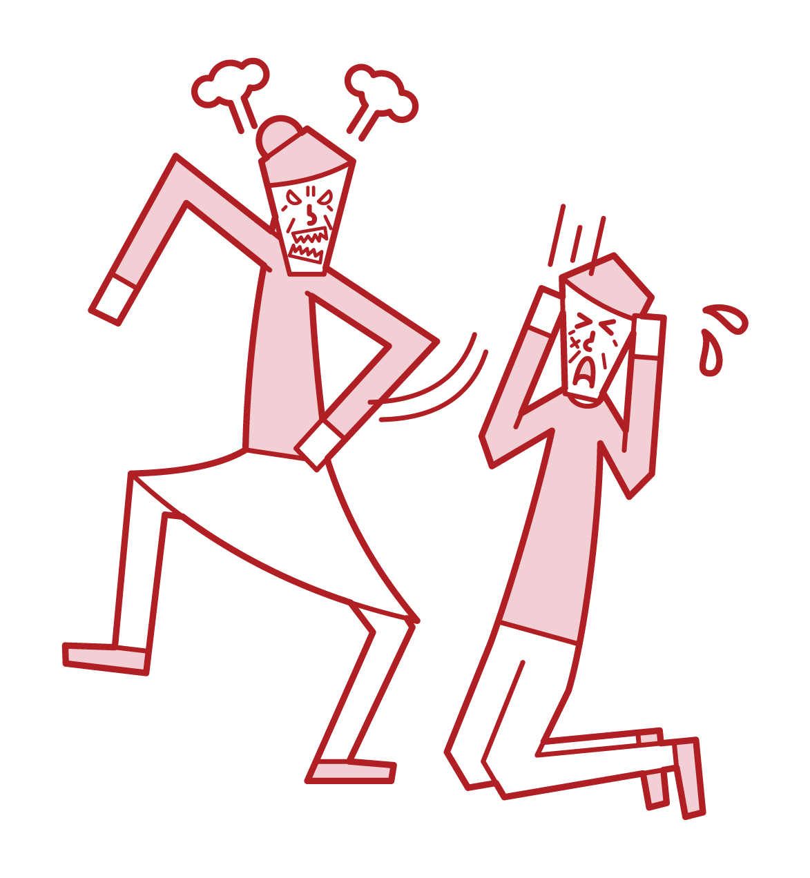 Illustration of marital quarrel, yelling, domestic violence, DV (old couple)