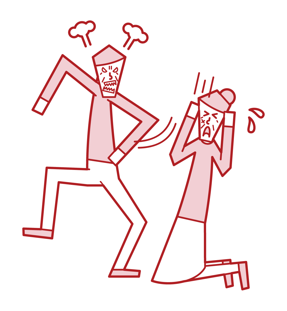 夫妻爭吵、大喊大叫、家庭暴力DV（老夫婦）的插圖