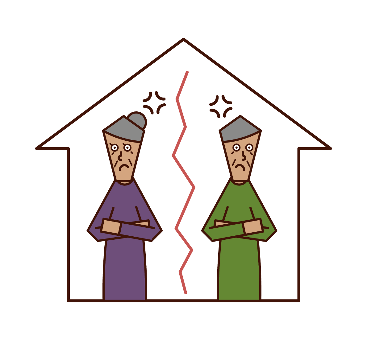 夫妻爭吵·家庭分居（老夫婦）的插圖