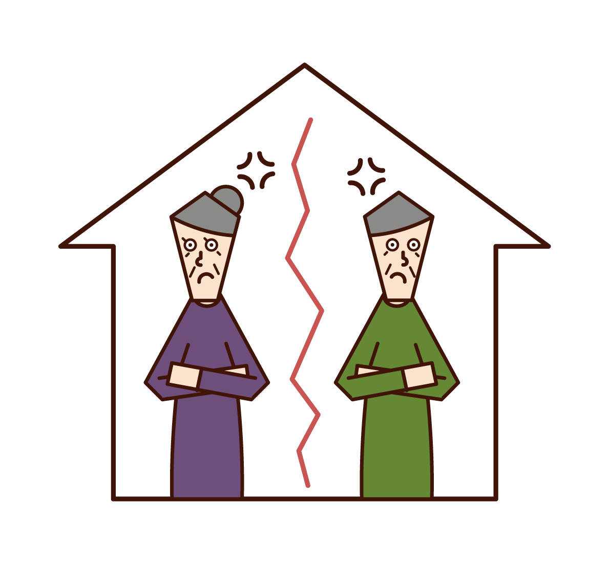 夫妻爭吵·家庭分居（老夫婦）的插圖