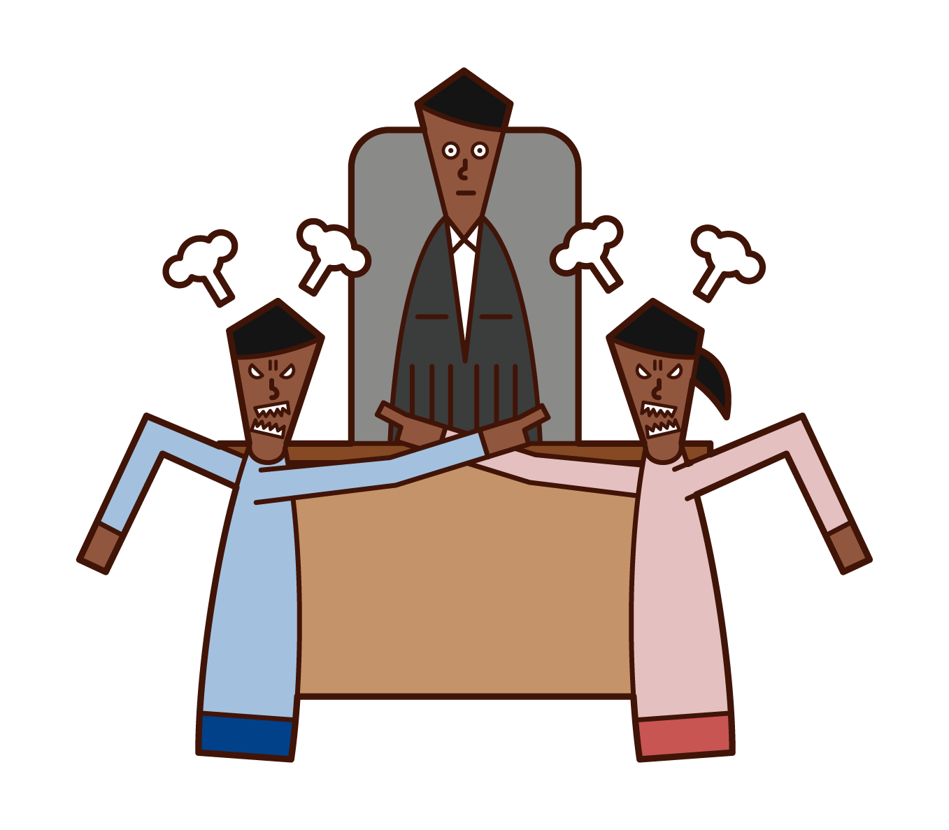 Illustration of divorce mediation and trial