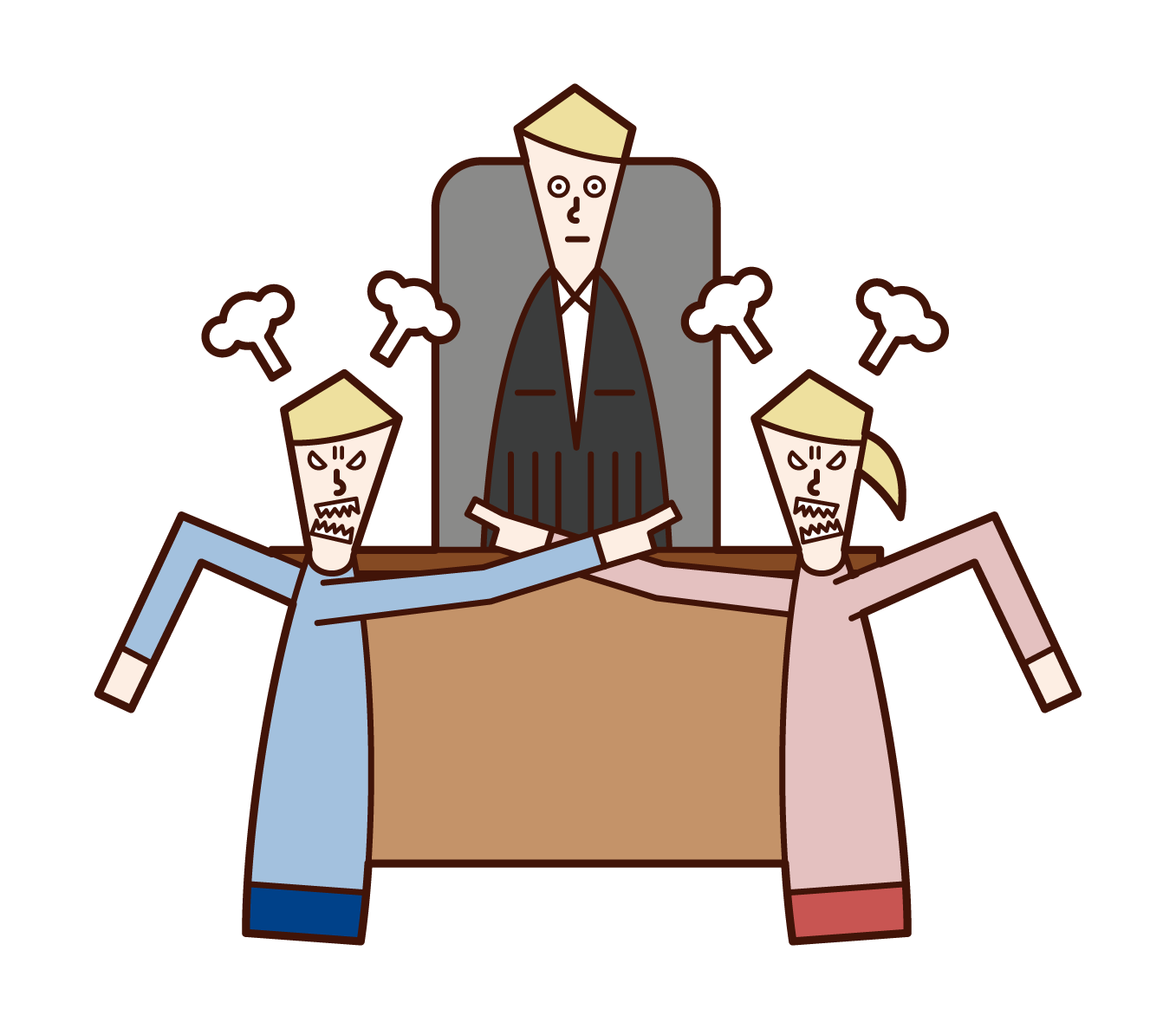 Illustration of divorce mediation and trial