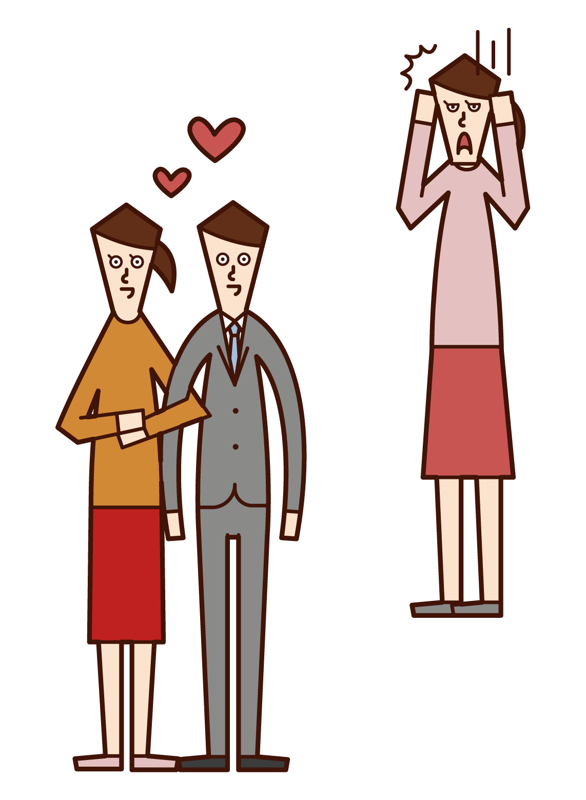 Illustration of marital quarrel and yelling (old couple)