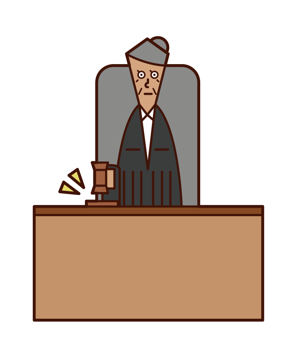 法官（女性）的插圖，說明判決