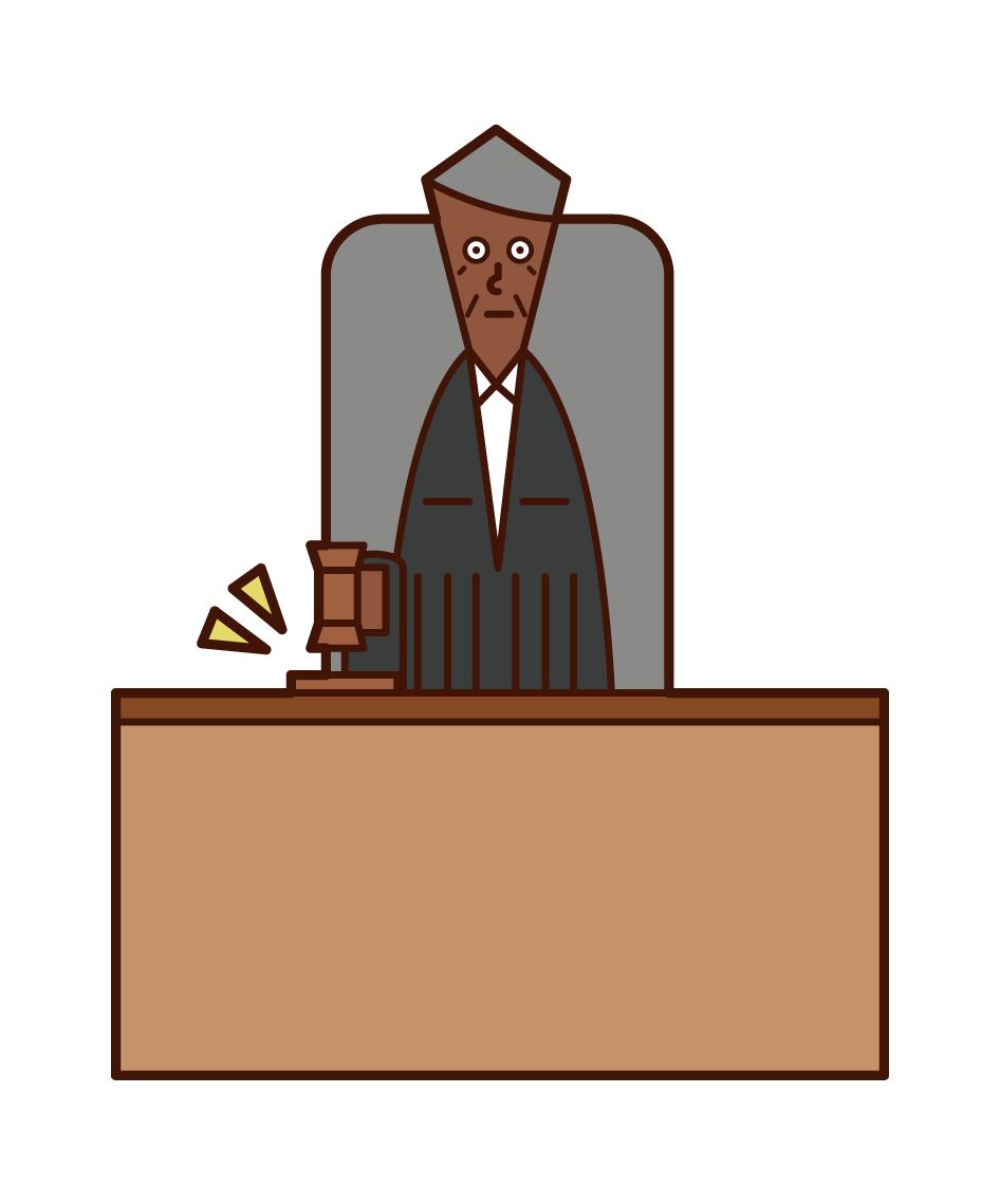 法官（男性）的插圖，說明判決