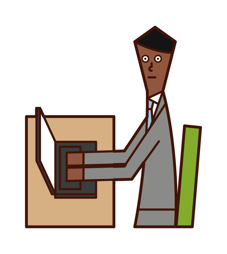 Illustration of working person and desk work (man)
